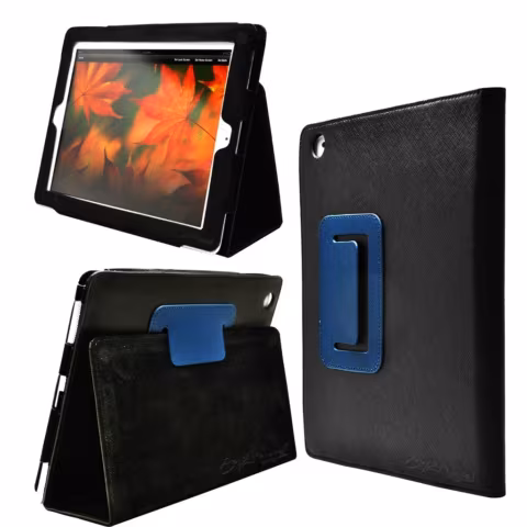CrazyOnDigital Stand Leather Case Cover with Screen Protector for The New iPad 3rd Generation